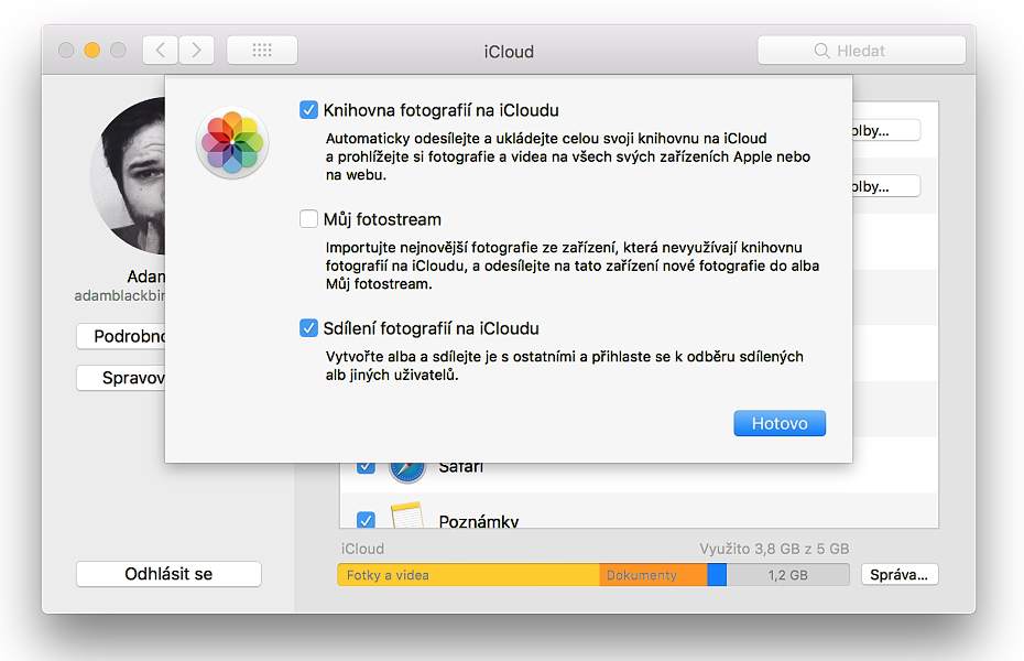 nastavení iCloud na Mac
